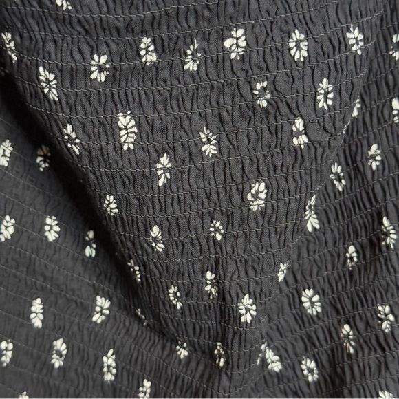 Japana Women’s Size S bandeau tube top black floral pattern peplum trim stretchy - Picture 6 of 6